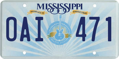 MS license plate OAI471