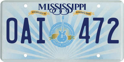 MS license plate OAI472