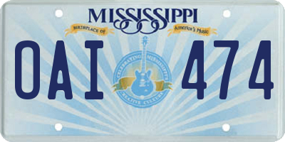 MS license plate OAI474