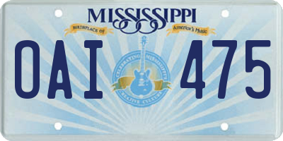 MS license plate OAI475