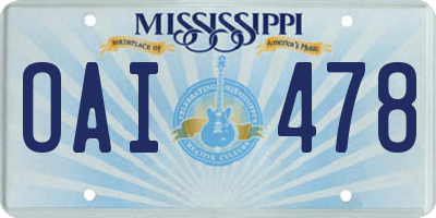 MS license plate OAI478