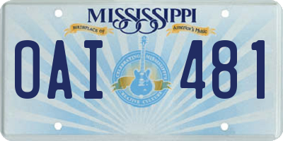 MS license plate OAI481