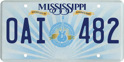 MS license plate OAI482