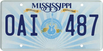 MS license plate OAI487