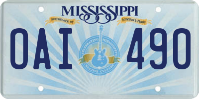 MS license plate OAI490