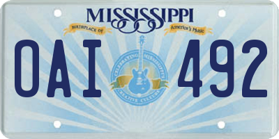 MS license plate OAI492