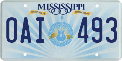 MS license plate OAI493