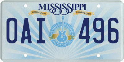 MS license plate OAI496