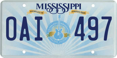MS license plate OAI497