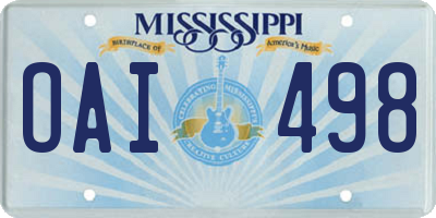 MS license plate OAI498