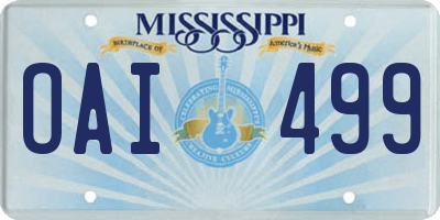 MS license plate OAI499