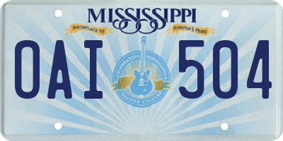 MS license plate OAI504