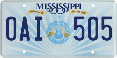 MS license plate OAI505