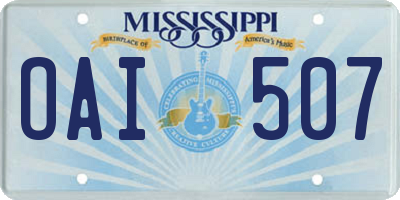 MS license plate OAI507