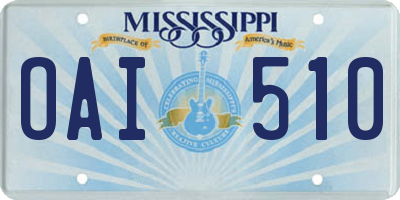 MS license plate OAI510