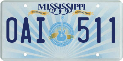MS license plate OAI511