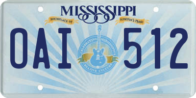 MS license plate OAI512