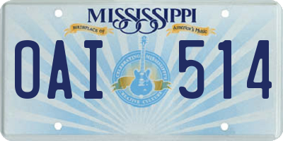 MS license plate OAI514