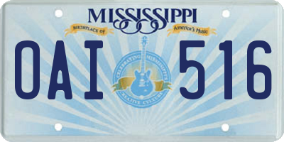 MS license plate OAI516