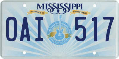MS license plate OAI517