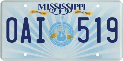 MS license plate OAI519