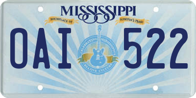 MS license plate OAI522