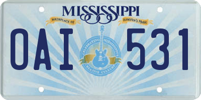 MS license plate OAI531