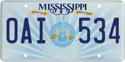 MS license plate OAI534