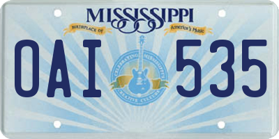 MS license plate OAI535