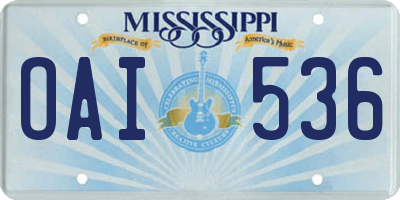 MS license plate OAI536