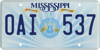 MS license plate OAI537