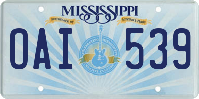 MS license plate OAI539
