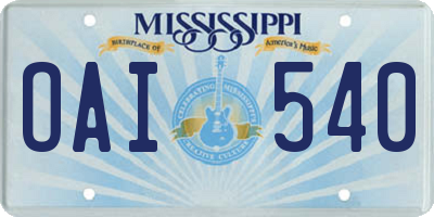 MS license plate OAI540