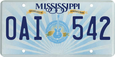 MS license plate OAI542