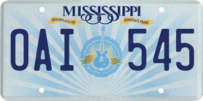 MS license plate OAI545