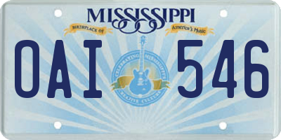 MS license plate OAI546