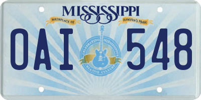 MS license plate OAI548