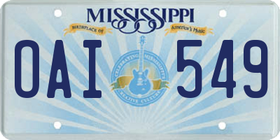 MS license plate OAI549