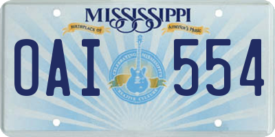 MS license plate OAI554
