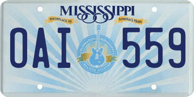 MS license plate OAI559