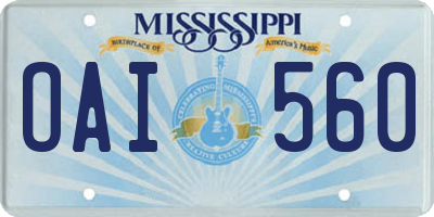 MS license plate OAI560