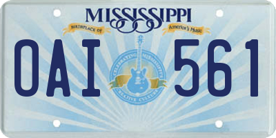 MS license plate OAI561