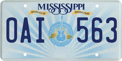 MS license plate OAI563