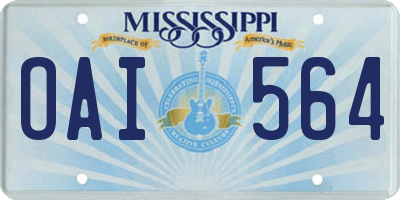 MS license plate OAI564