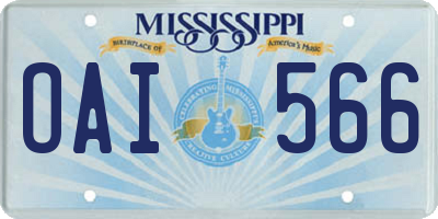 MS license plate OAI566