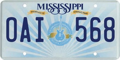 MS license plate OAI568