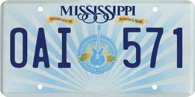 MS license plate OAI571