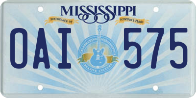 MS license plate OAI575
