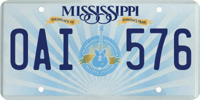 MS license plate OAI576