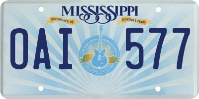 MS license plate OAI577